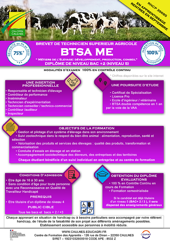 PLAQUETTE BTS ME CFA CAULNES BRETAGNE